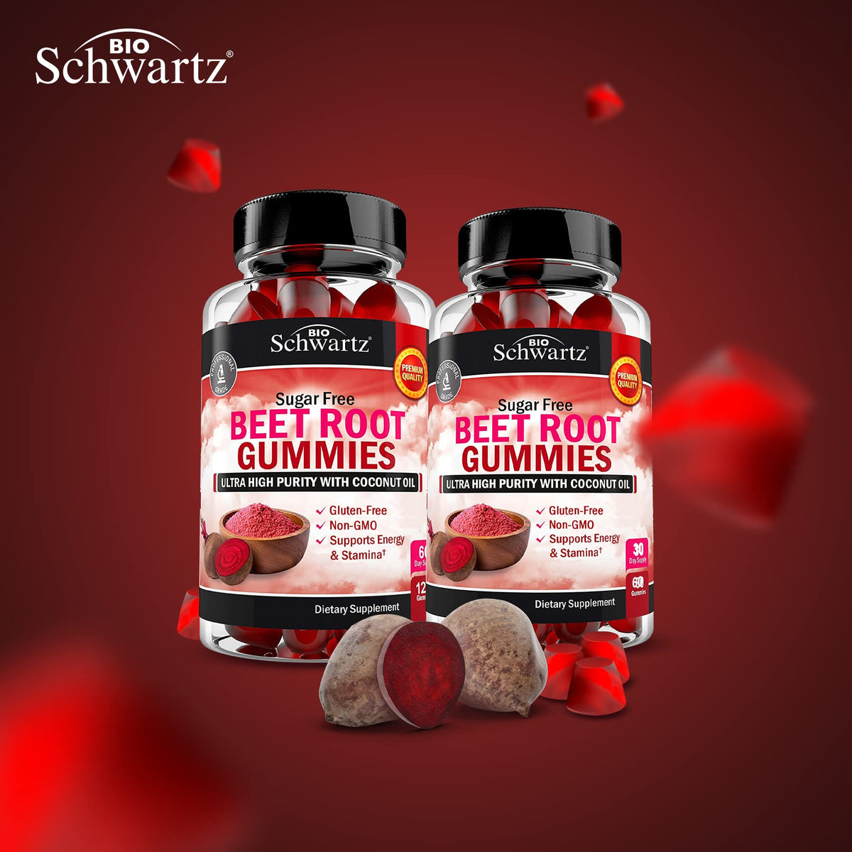 Sugar Free Beet Root Gummies - Strawberry Flavor, 120 Count
