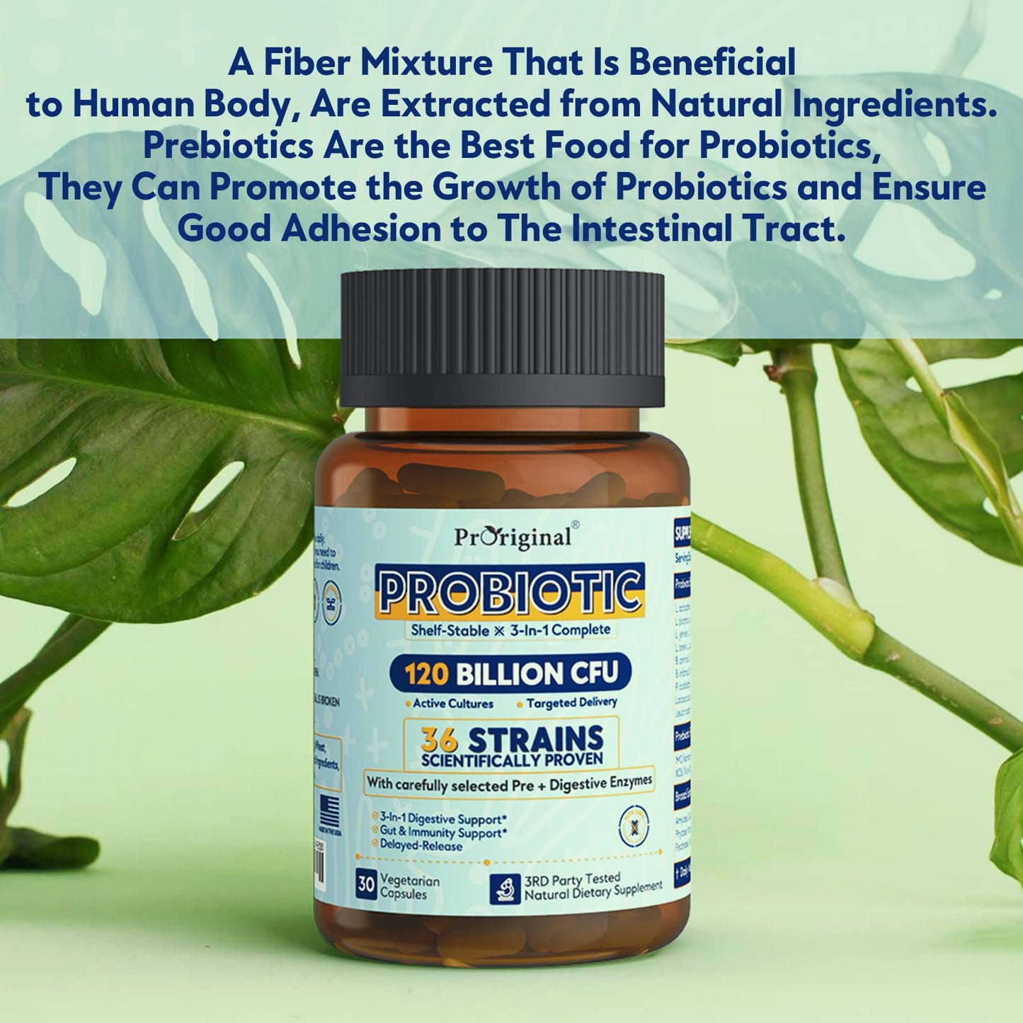 Probiotics for Women & Men 120 Billion CFU with 36 Strains, 30 Caps | Digestive and Gut Health, Delayed Release Capsules, Stomach Acid Resistant, No Need for Refrigeration, Non-GMO Raw Probiotic