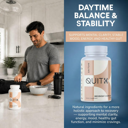Withdrawal and Detox Support – QuitK Recovery Complex – Sleep, Energy, Stress, Mood, & Craving Support – Daily Supplement - Magnesium Glycinate, Ashwagandha, GABA, L-Theanine, Agmatine & More