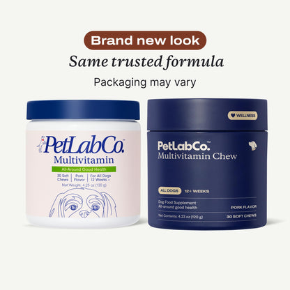 PetLab Co. 22-in-1 Multivitamin Chews for Dogs, Pork Flavor | 22 vitamins and minerals in one daily soft chew to support immune health, energy, skin, coat and overall wellbeing