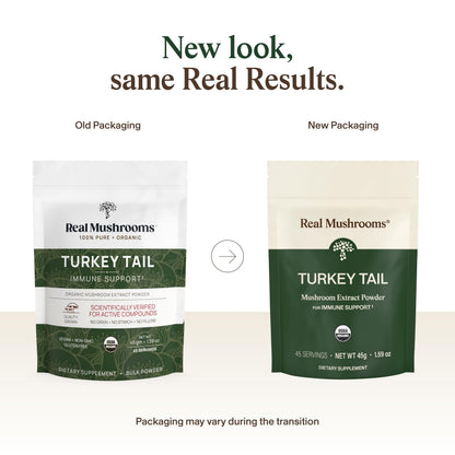 Real Mushrooms Turkey Tail Mushroom Powder – Organic Mushroom Extract for Daily Wellness Gut Harmony, & Energy Support with Beta Glucans – Vegan, Non-GMO, 45 Servings Functional Supplement