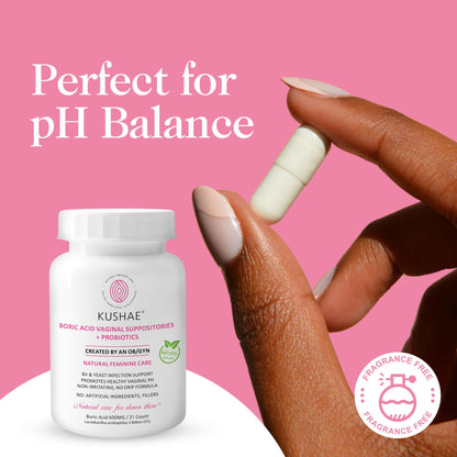 Kushae Boric Acid Suppositories with Applicator, All-Natural Boric Acid Suppositories for Women