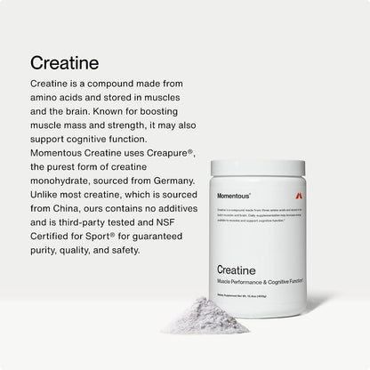 Momentous Creatine Monohydrate Powder & Grass-Fed Collagen Peptides Powder Stack - Supports Strength, Lean Muscle, & Recovery - FORTIGEL & Vitamin C for Hair, Skin, Nails, & Joint Health Support