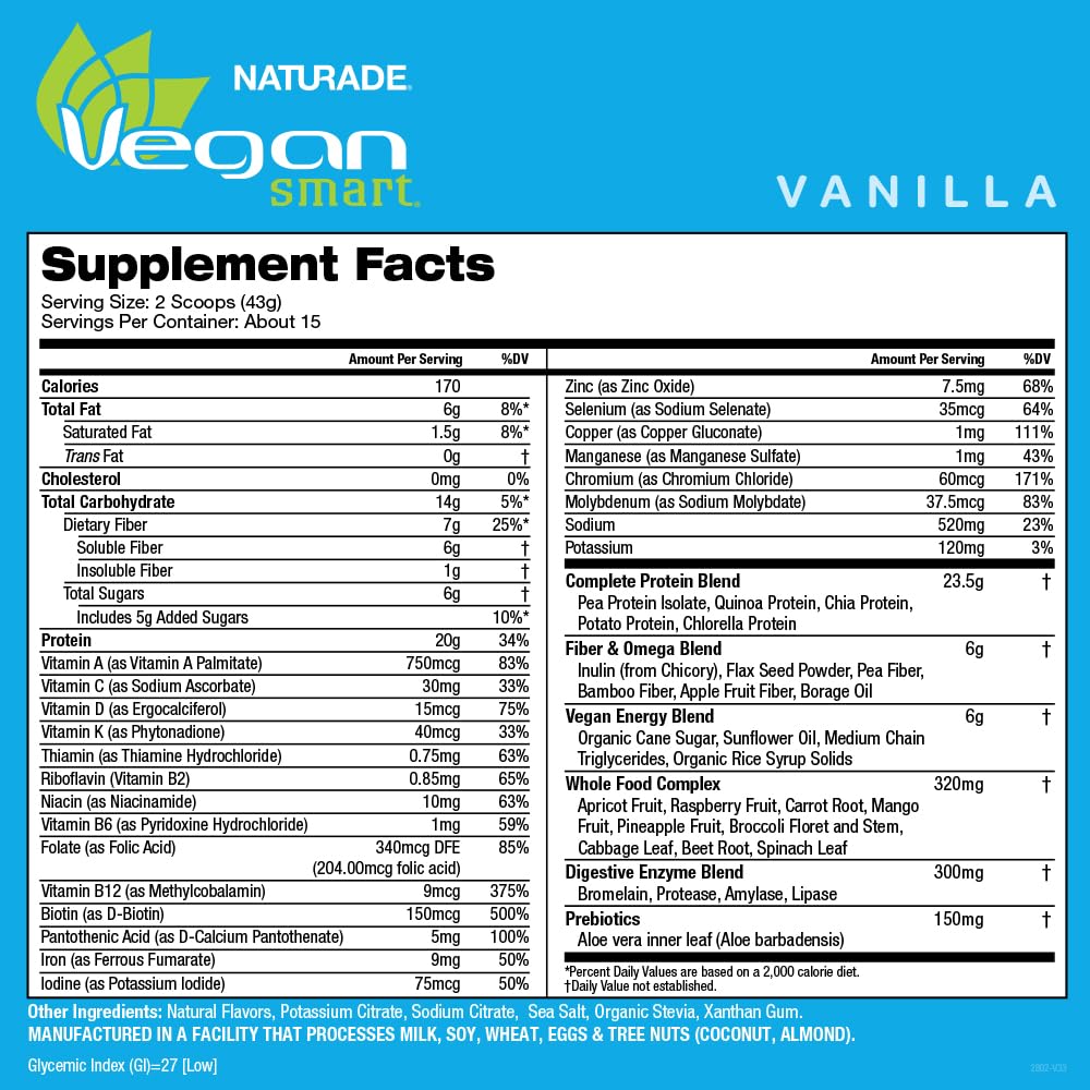 Vegansmart Naturade Plant Based Vegan Protein Powder - All-in-One Nutritional Shake