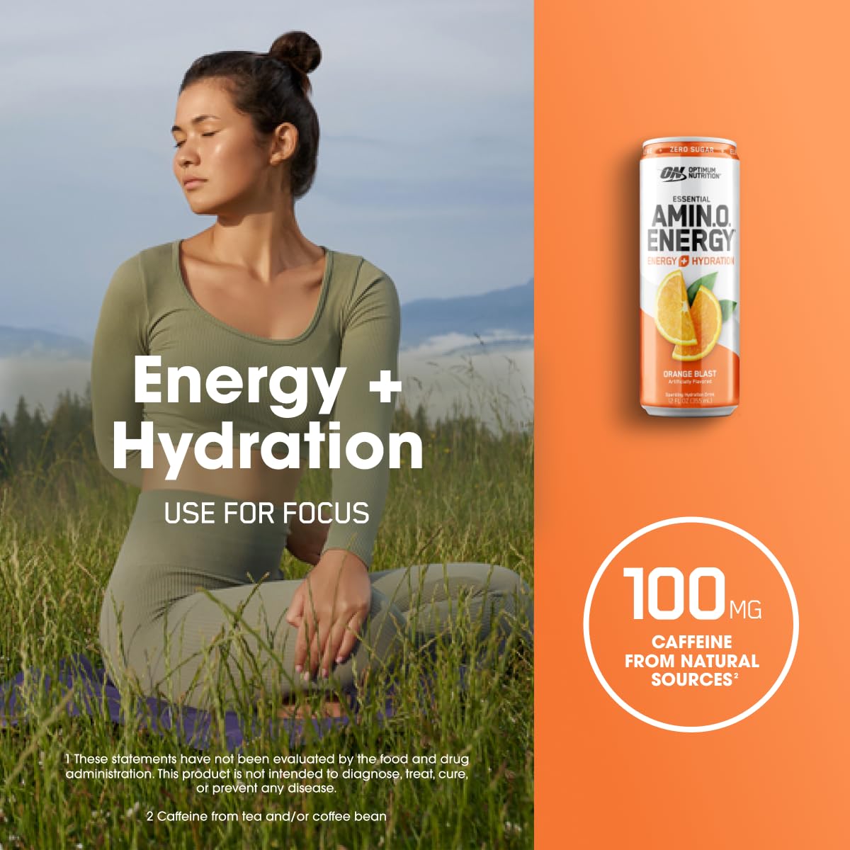 Optimum Nutrition Amino Energy Sparkling Hydration Drink, Electrolytes, Caffeine, Amino