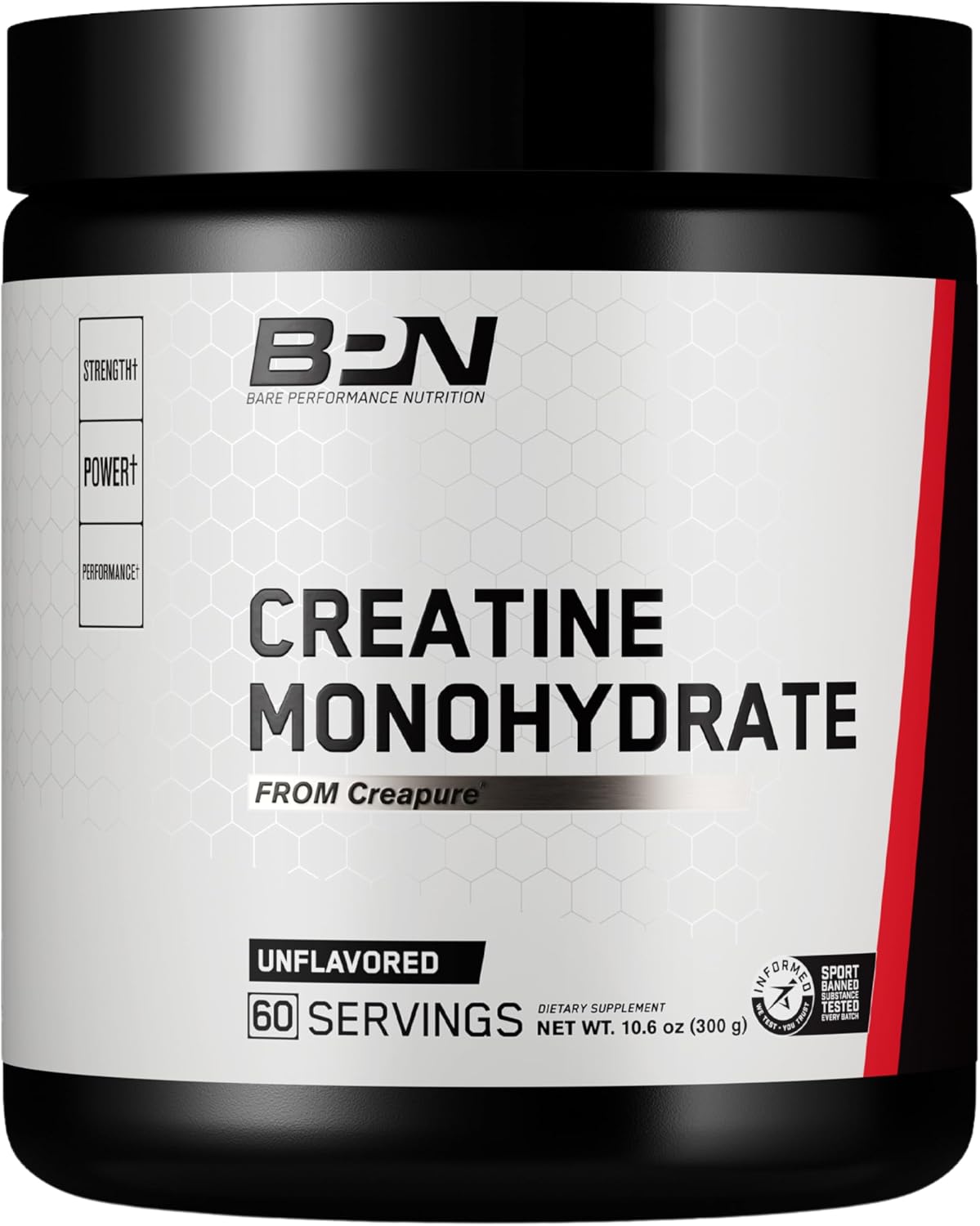 BARE PERFORMANCE NUTRITION, BPN Pure Creatine Monohydrate Powder by Creapure 2PACK, 5g of Creatine per Serving, Unflavored Creatine Powder, 90 Servings Total