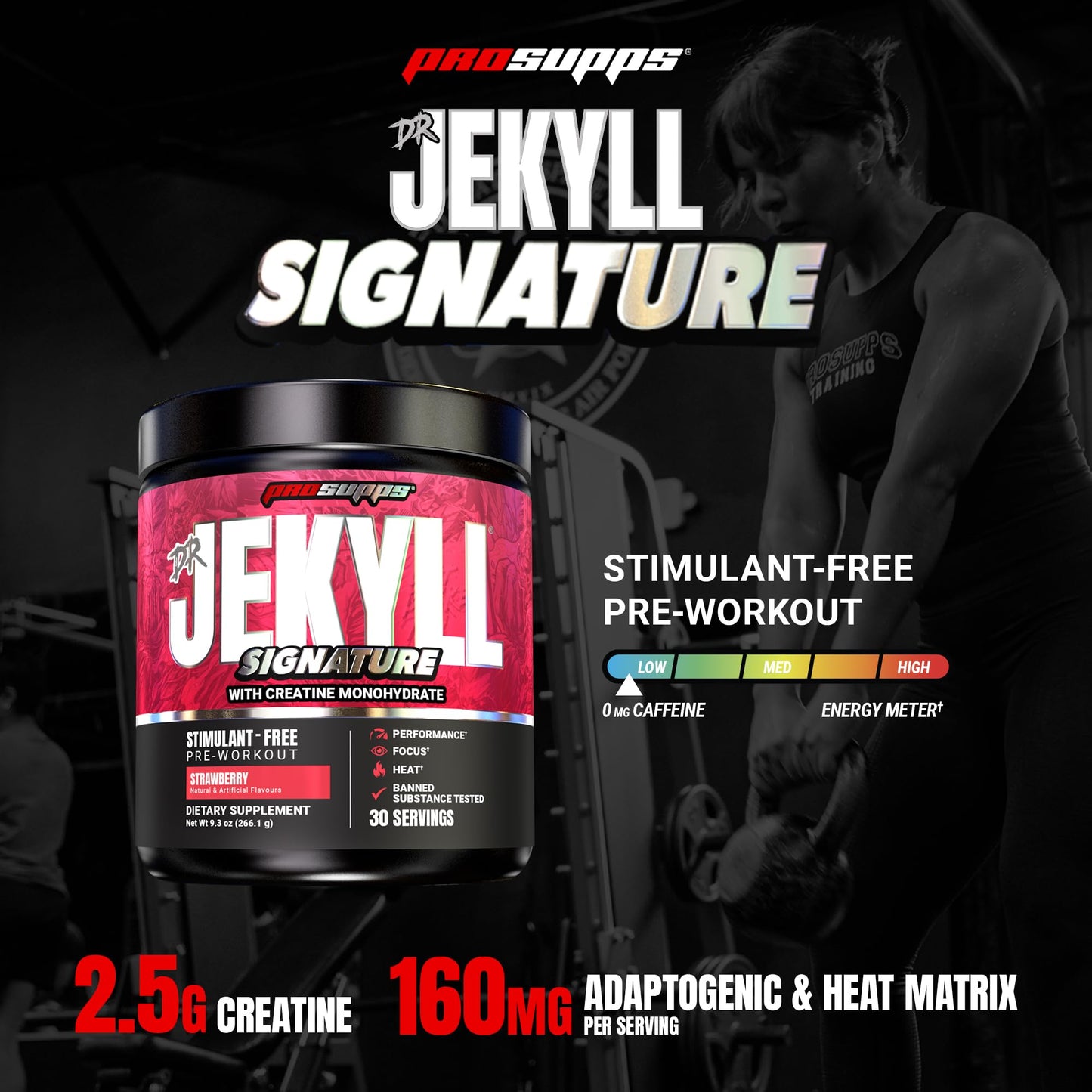 ProSupps Dr. Jekyll Signature Pre Workout Powder with Creatine - Stim-Free Preworkout Supports Focus & Endurance - Caffeine-Free Gym & Fitness Supplements (Blueberry Lemonade, 30 Servings)