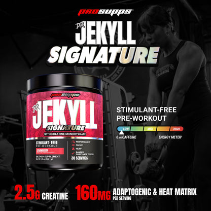 ProSupps Dr. Jekyll Signature Pre Workout Powder with Creatine - Stim-Free Preworkout Supports Focus & Endurance - Caffeine-Free Gym & Fitness Supplements (Blueberry Lemonade, 30 Servings)