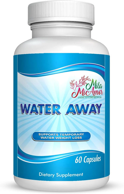 Water Away Natural Diuretic Capsules – Beat Bloating & Water Retention, Support Fluid Balance & Boost Energy with a Gentle Formula of Vitamins, Minerals, Herbs & Roots – 60 Capsules for a Slimmer You