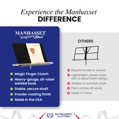 Manhasset Music Stand for Sheet Music - 48 Symphony Model - Long Lasting, Durable Manhasset Stand - Adjustable Height - 26" to 48" - Made in the USA