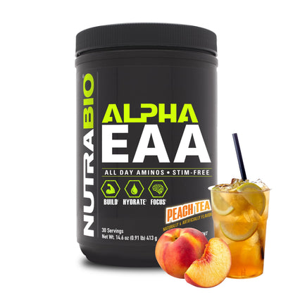 NutraBio Alpha EAA - All-Day Amino Acids for Muscle Growth and Hydration - Essential Amino Acids with Nootropics & Adaptogens- Full Spectrum EAA BCAA Powder - 30 Servings - Strawberry Lemon