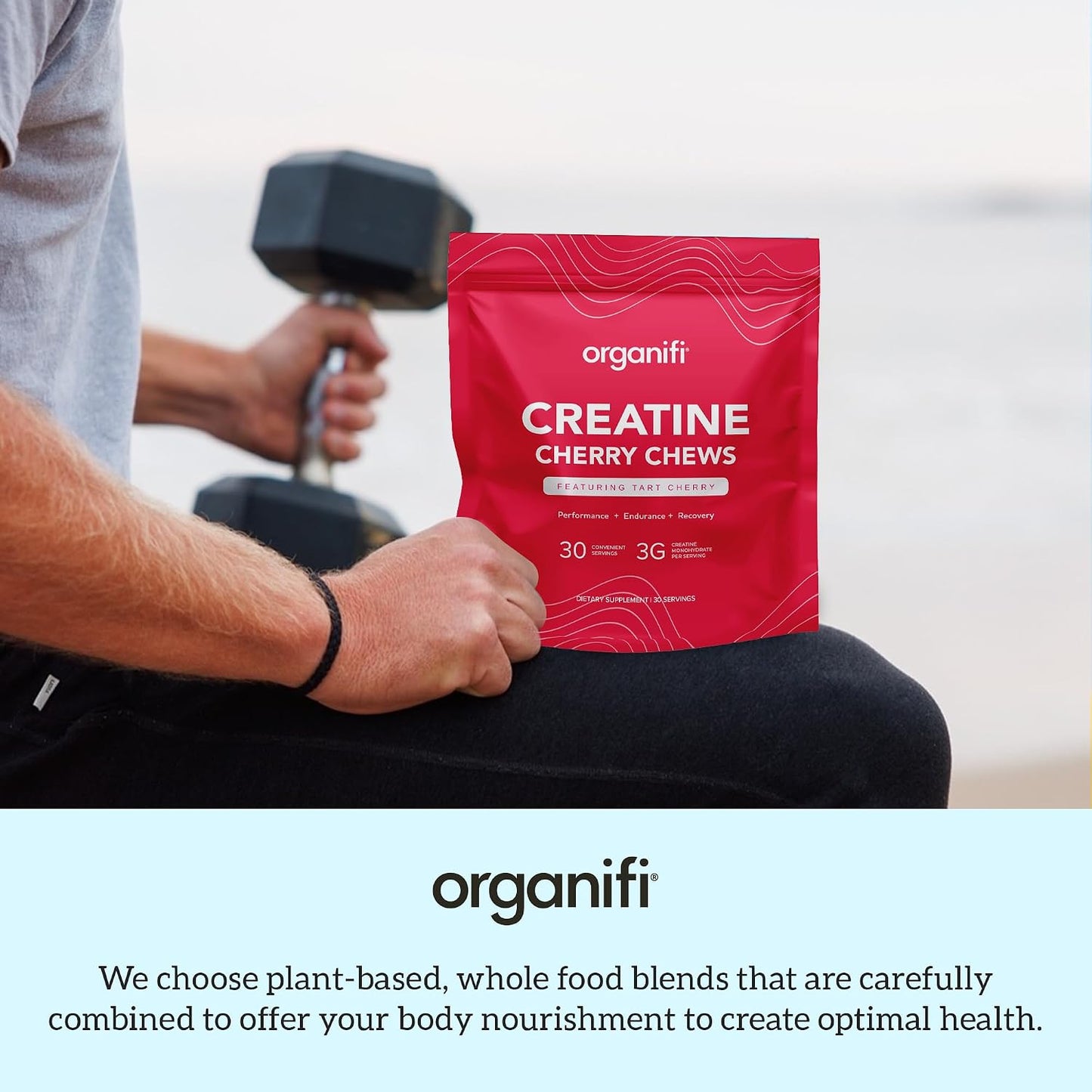 Organifi Creatine Chews - Premium Cherry Chews to Perform, Look, and Feel Better, 30-Day Supply