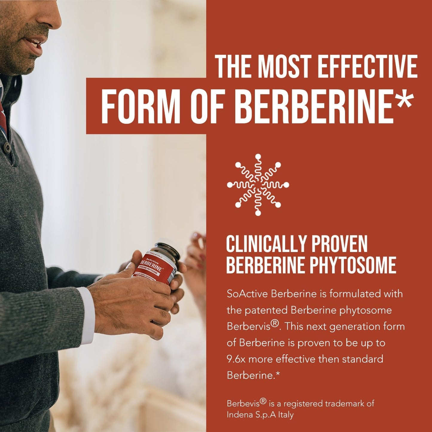 SoActive Berberine 550mg: 9.6X Higher Absorption, Clinically Studied, Optimized Phytosome | Supports Metabolism & AMPK Activation | Non-GMO, Soy-Free | Clinically Validated Dose | 60 Servings