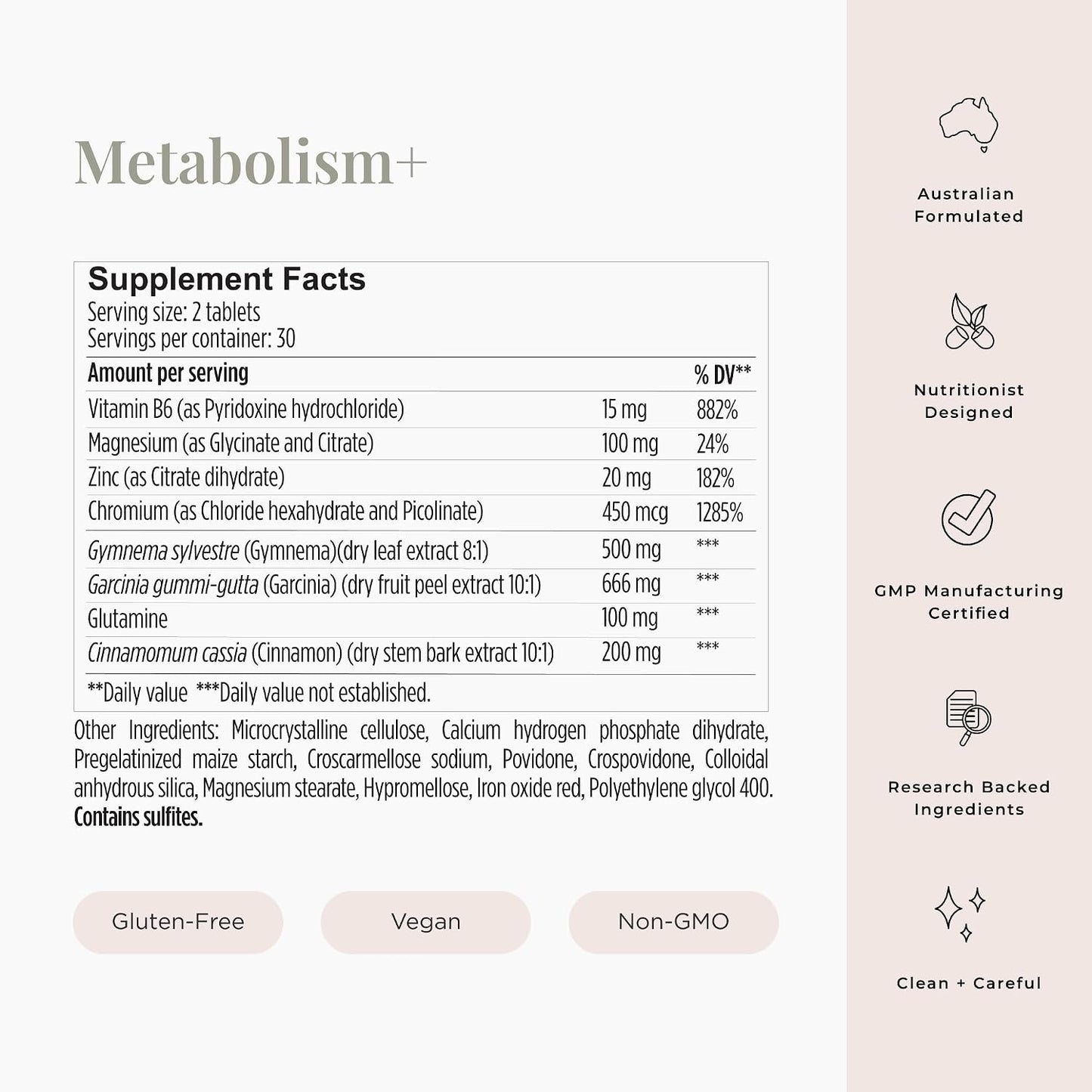 JSHealth Metabolism Dietary Supplement, Gluten-Free, 60 Tablets | Chromium for Healthy Blood Sugar and Cravings Support. With Zinc, Magnesium, Cinnamon, Gymnema. By Nutritionist Jessica Sepel