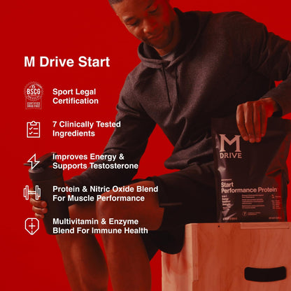 Mdrive Start Performance Protein Powder Chocolate Mousse 30 Servings | 9 in 1 Complete Nutrition Shake Adaptogen Blend Digestion Immune Nitric Oxide Recovery Dietary Supplement