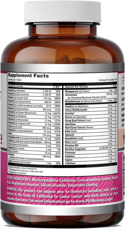Amazing Formulas Women's One Multivitamin | Food Based | 150 Tablets, 5 Month Supply | Complete Blend of 40 Vitamins, Minerals & Probiotics Supplements | Non-GMO | Gluten-Free | Made in USA