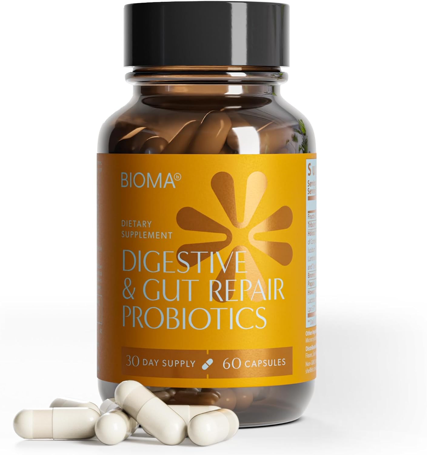 BIOMA Probiotics for Digestive Health 10 Billion CFU - 5-in-1 Gut Health Supplement with Prebiotics & Enzymes - Bloating Relief for Women & Men - Delayed Release (60 Capsules - 30 Day Supply)
