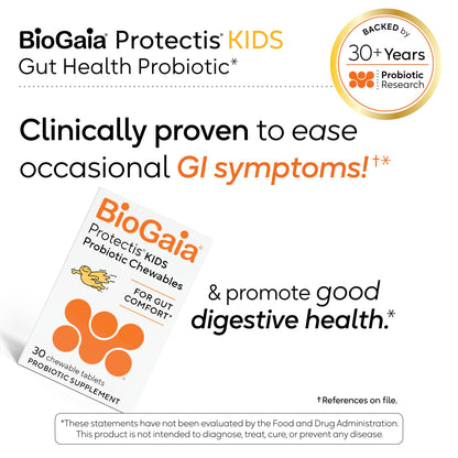 BioGaia Kids Probiotic | Ease Occasional Tummy Discomfort & Constipation | Pediatrician-recommended | Ease Occasional Tummy Discomfort, Gas & Bloating | Promote Regularity | Ages 3+| 30ct