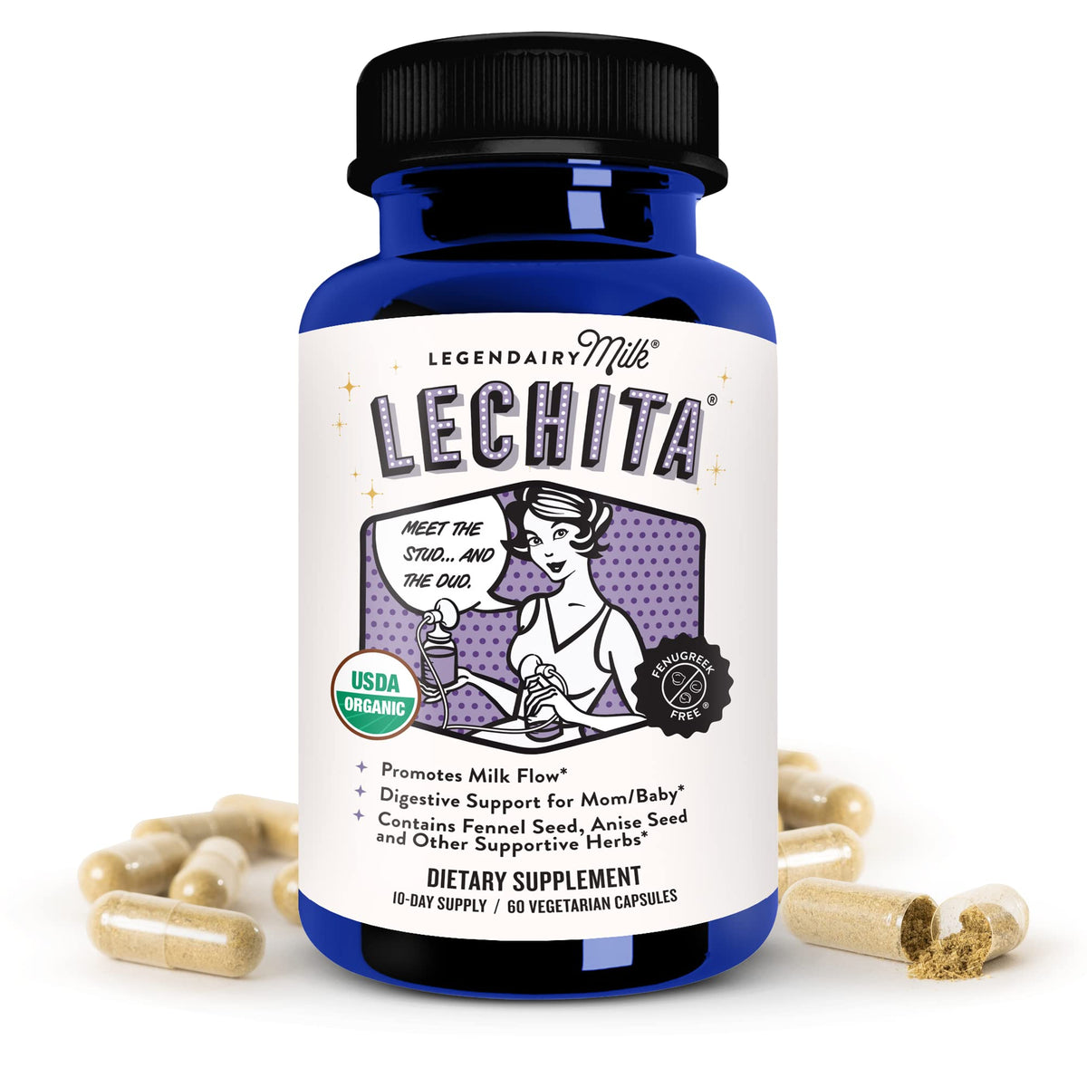Legendairy Milk Lechita, Supports Milk Flow, Organic Fenugreek Free Breastfeeding 