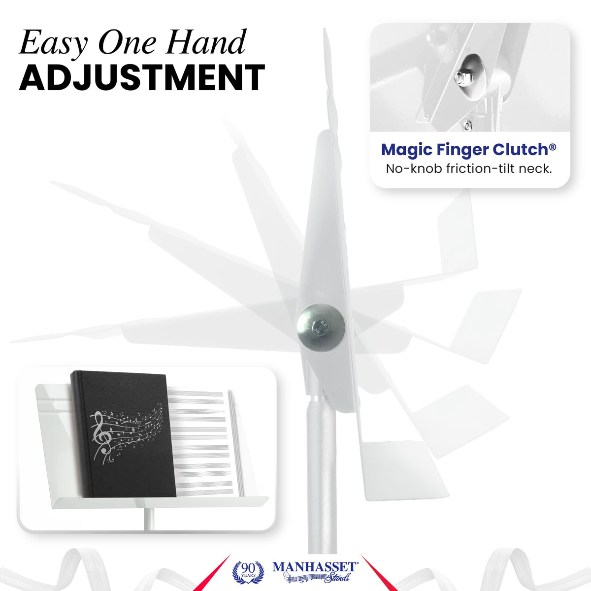 Manhasset Music Stand for Sheet Music - 48 Symphony Model - Long Lasting, Durable Manhasset Stand - Adjustable Height - 26" to 48" - Made in the USA