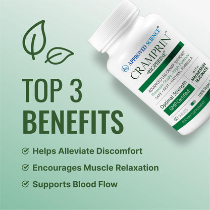 Approved Science Cramprin - High Absorption Magnesium, Vitamin B Complex, BioPerine - Muscle Cramps - 1 Month Supply - 60 Capsules - Vegan