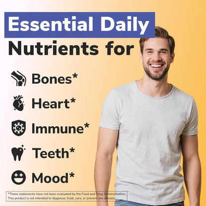 Vitalibre Vitamin D3 K2 + Calcium Supplements for Women & Men, 60 Tablets | Calcium 1200 mg with Vitamin D3 K2 5000 iu, High Absorption for Strong Bones, Teeth, Heart, Immune Health