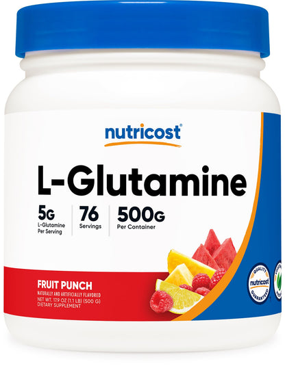 Nutricost L-Glutamine Powder (500 Grams) Unflavored - Gluten Free & Non-GMO, 100 Servings