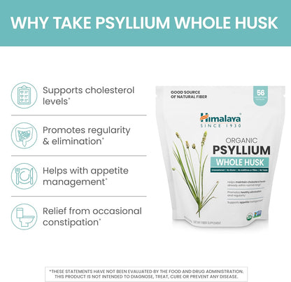 Himalaya Organic Psyllium Whole Husk Fiber Supplement,Unflavored,12 oz