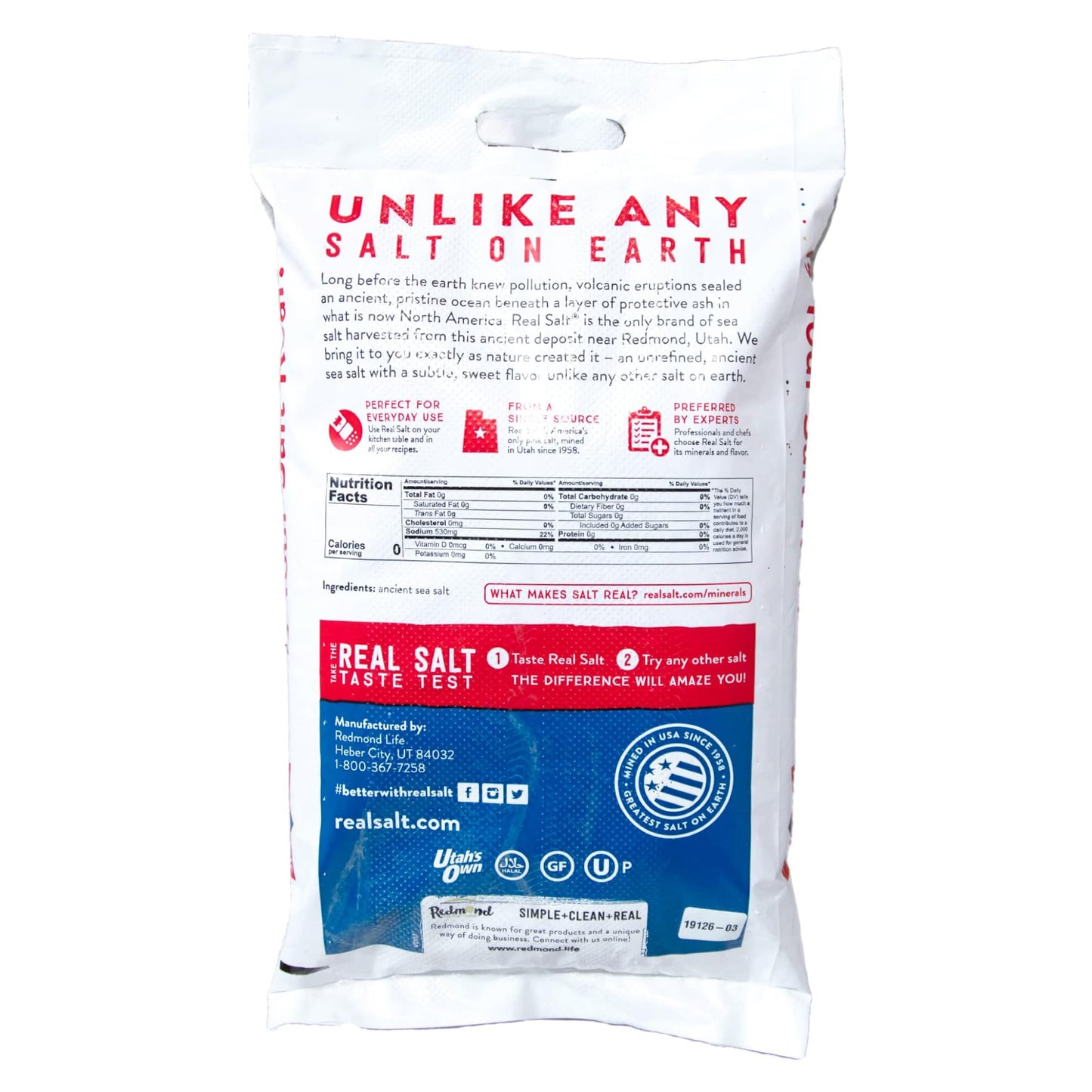 Redmond Real Salt - Ancient Fine Sea Salt, Unrefined Mineral Salt, 16 Ounce Pouch (1 Pack)