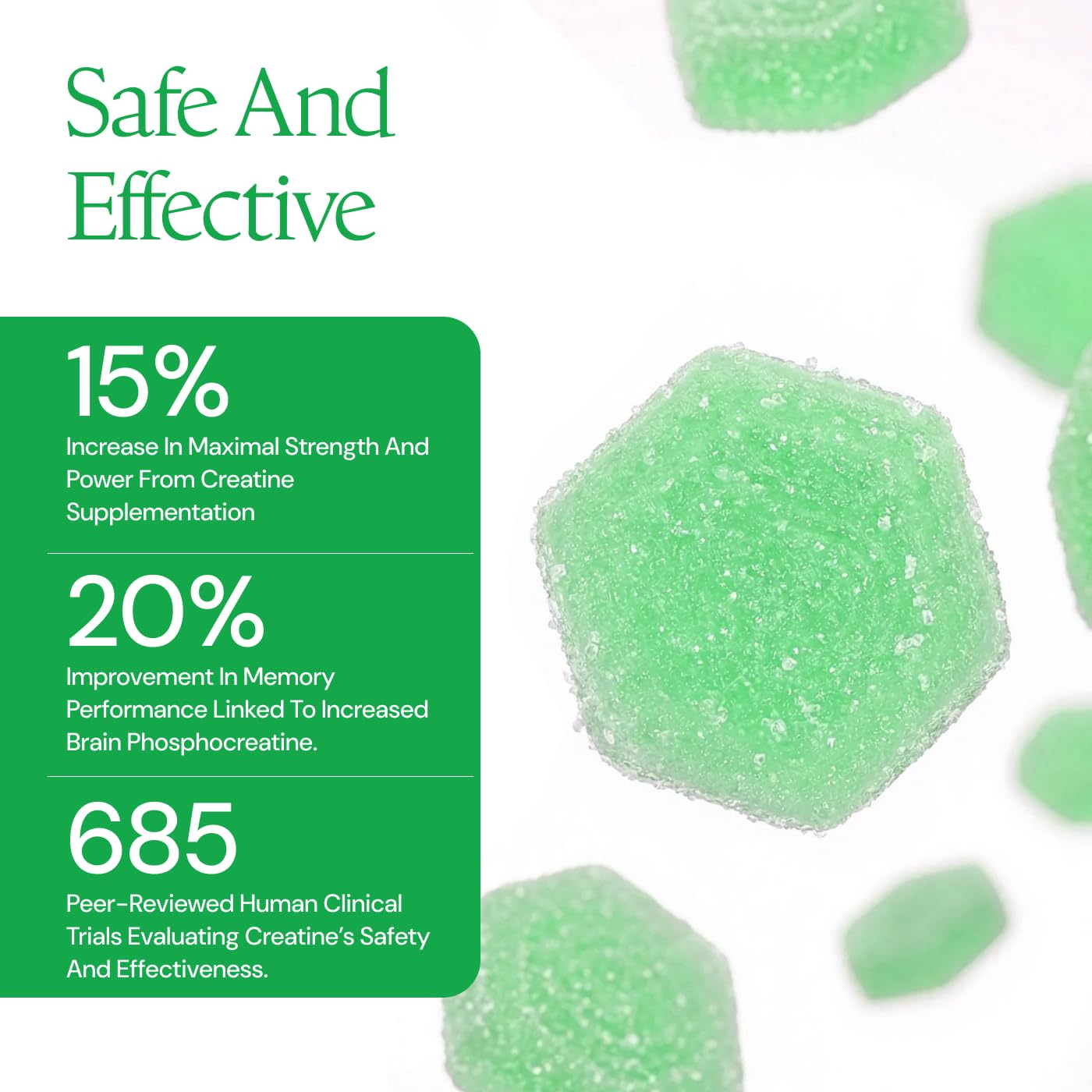 Create Creatine Monohydrate Gummies for Men & Women, Boost Focus, Strength, and Endurance, Anti-Melting Formula, Vegan, Gluten-Free, Non-GMO, 1.5g of Creatine per Gummy (Orange)