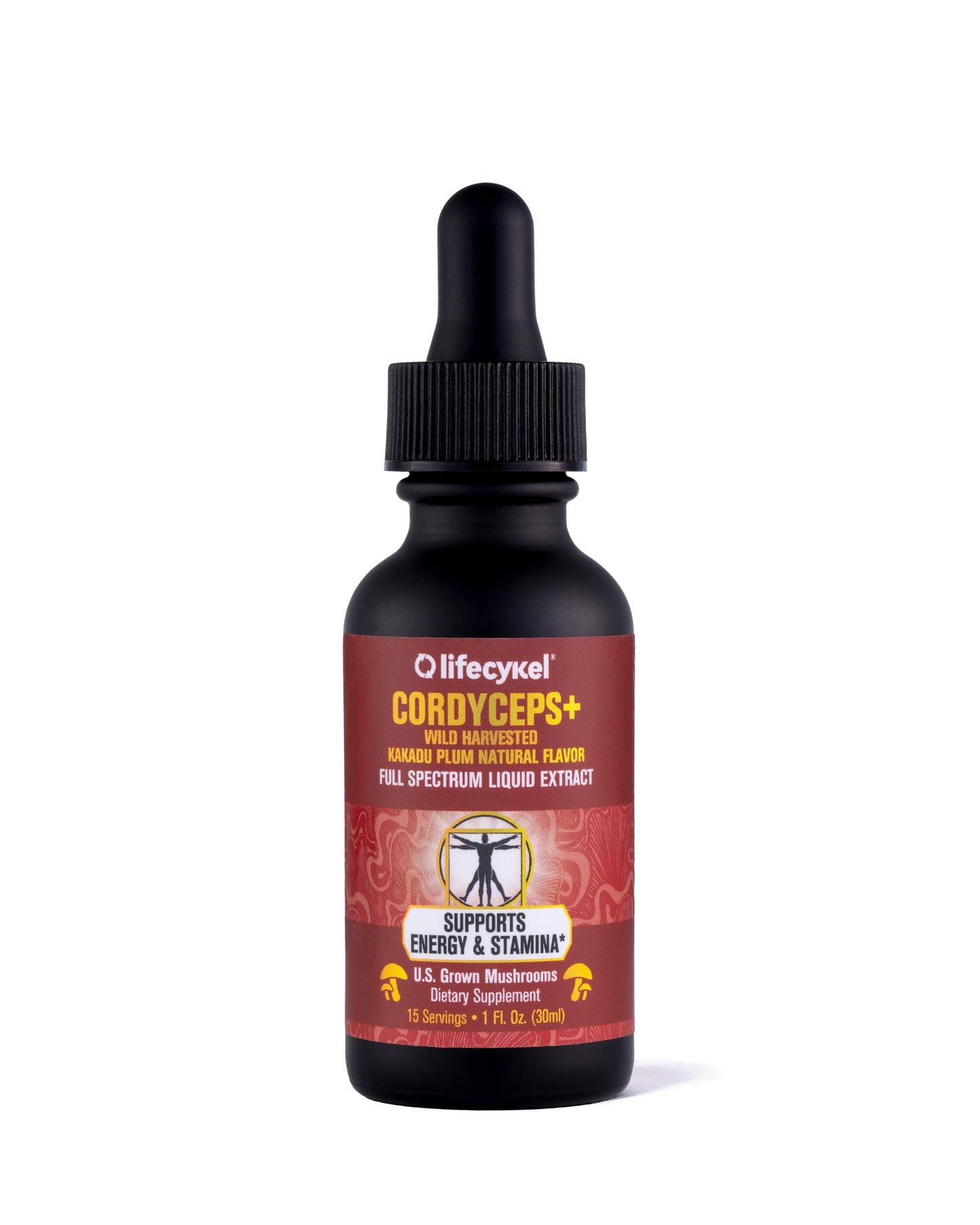 Life Cykel Cordyceps Mushroom Extract with Kakadu Plum - Energy, Stamina & Vitality Support, Natural Aging Supplement - Non-GMO and Vegan Tincture - 4Fl Oz