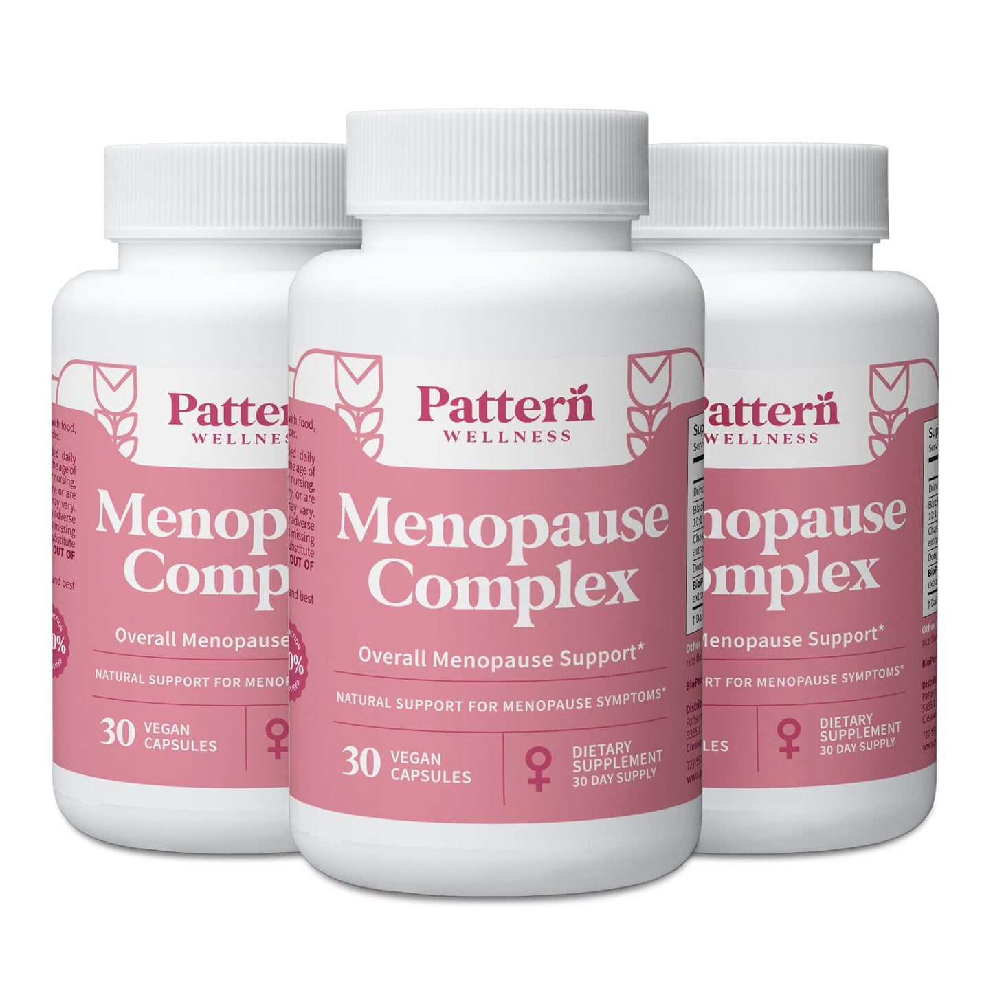 Pattern Wellness Menopause Complex – Herbal Supplement for Women’s Wellness & Hormone Health Support – with Black Cohosh, DIM & Bioperine® – 30 Vegan Capsules, 3rd Party Tested