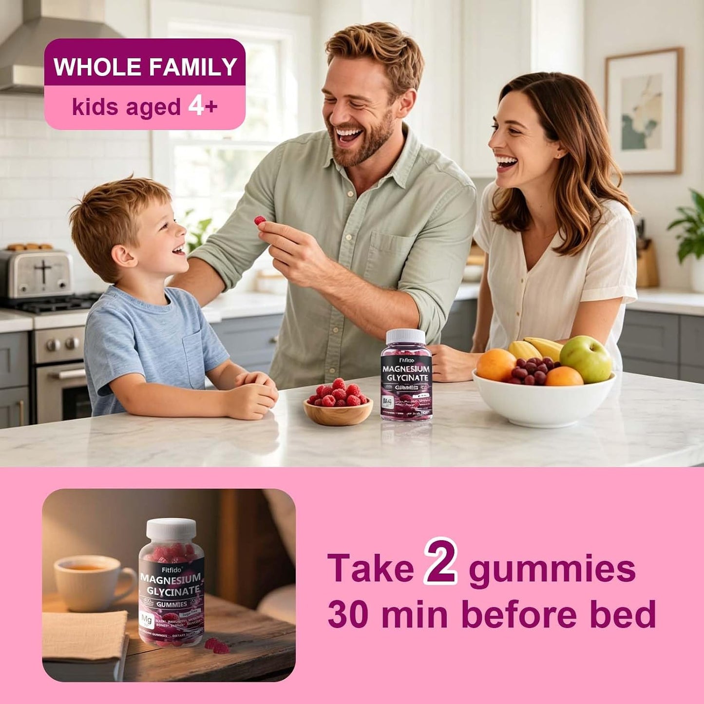 Magnesium Glycinate Gummies 400mg, Sugar Free, 60 Count | Magnesium Glycinate, Daily Wellness, Relaxation & Muscle Support, No Melatonin, Sugar Free, Vegan, Raspberry