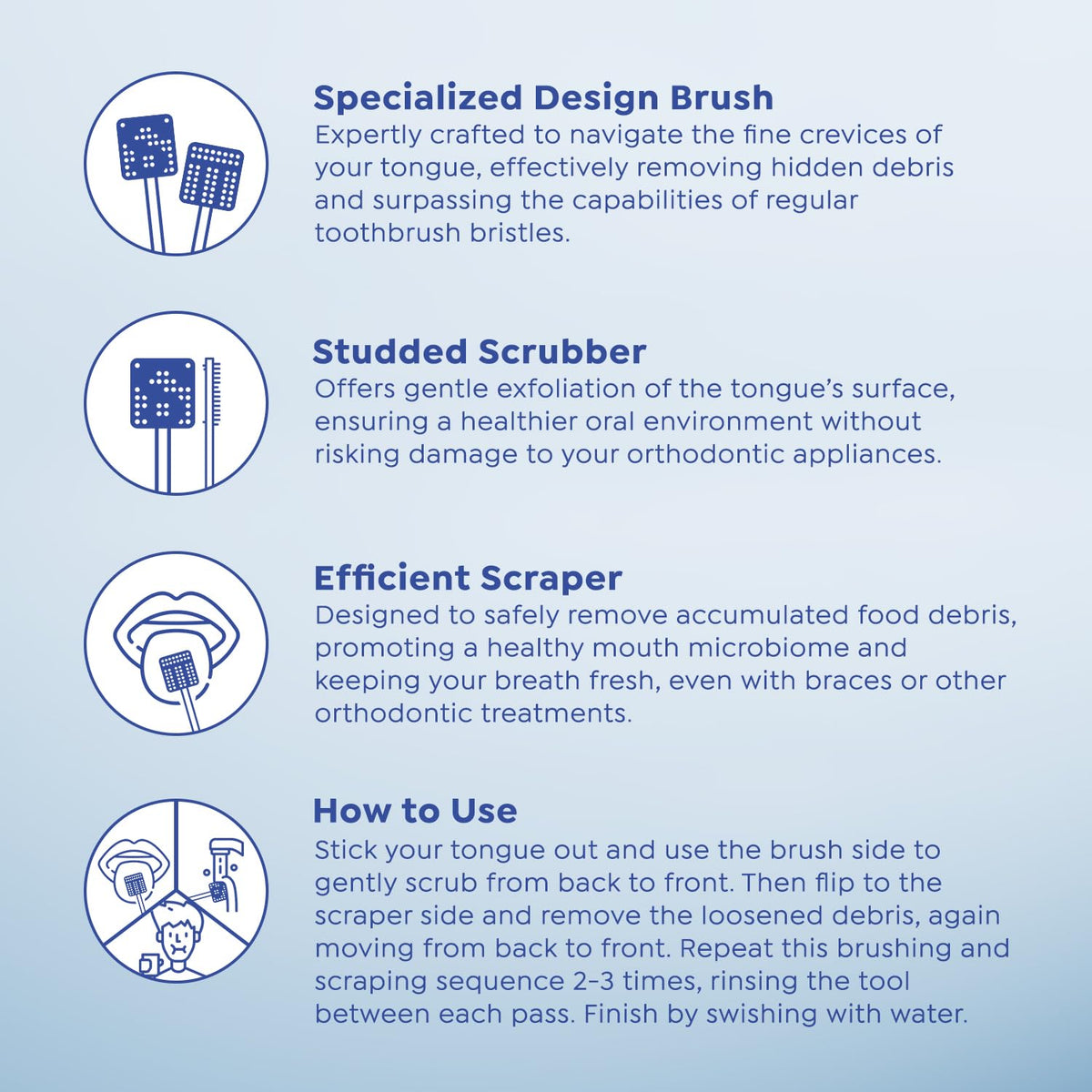 SuperMouth Ortho Tongue Scraper for Braces & Aligners, Rose Gold