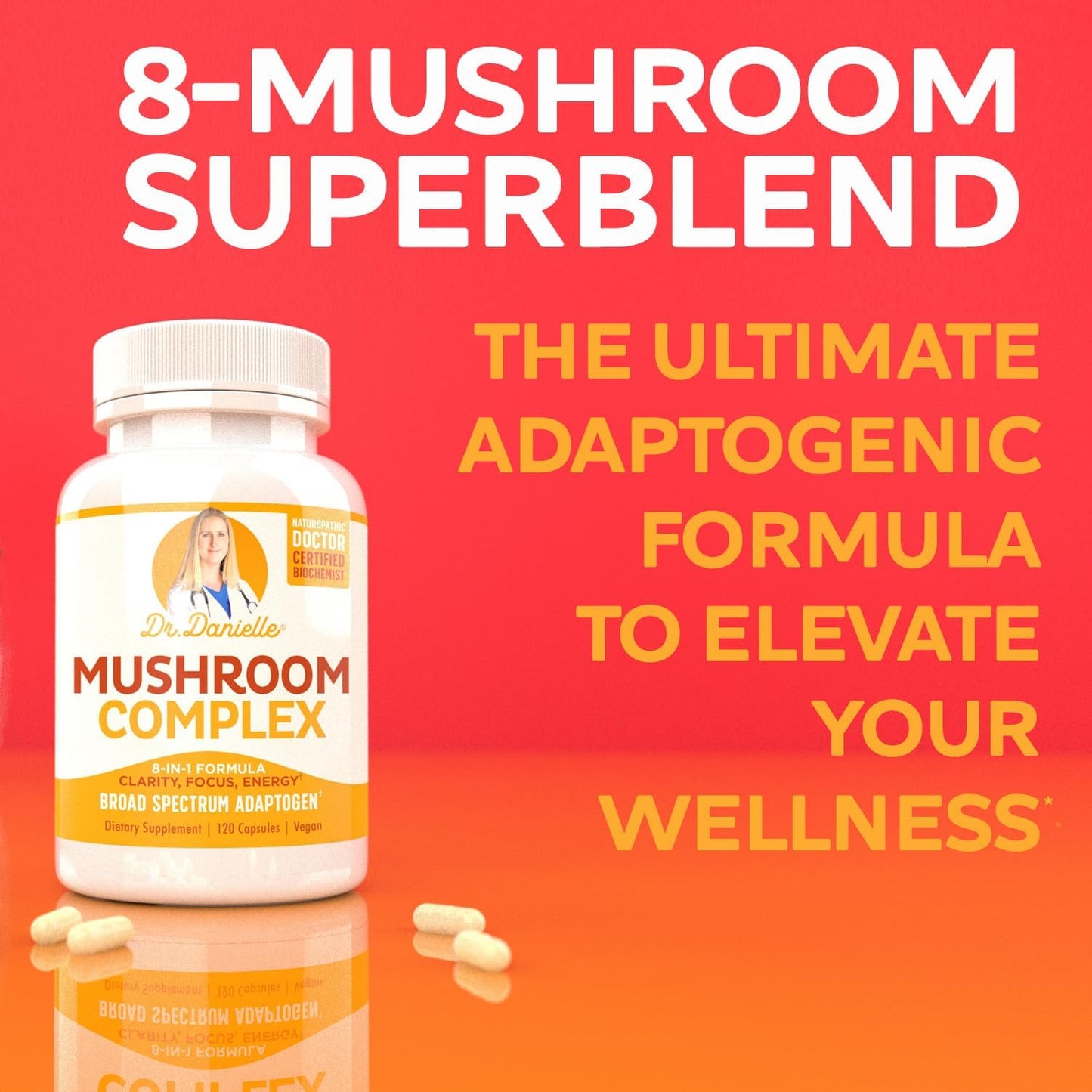 Doctor Danielle Organic Mushroom Complex Supplement – 8 Organic Mushrooms Including Reishi, Lion’s Mane, Cordyceps & Chaga – Vegan Capsules, Thoughtfully Formulated for Daily Wellness