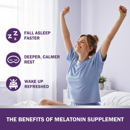 Melatonin 5mg Supplement with L-Theanine & Jujube Seed Extract, Support Sleep & Relaxation, Vegan, Non-GMO, 60 Capsules