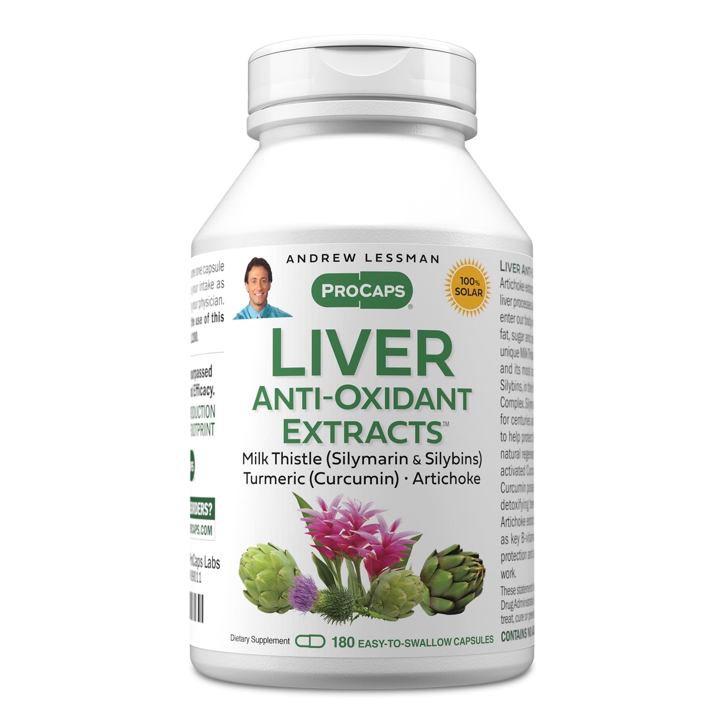 Andrew Lessman Liver Anti-Oxidant Extracts 60 Capsules | Milk Thistle & Curcumin phospholipid complexes for enhanced absorption. Includes Artichoke & B Vitamins.