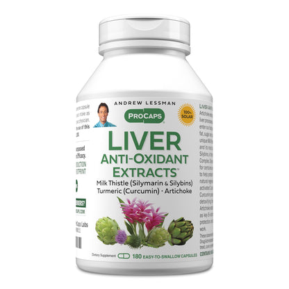 Andrew Lessman Liver Anti-Oxidant Extracts 60 Capsules | Milk Thistle & Curcumin phospholipid complexes for enhanced absorption. Includes Artichoke & B Vitamins.