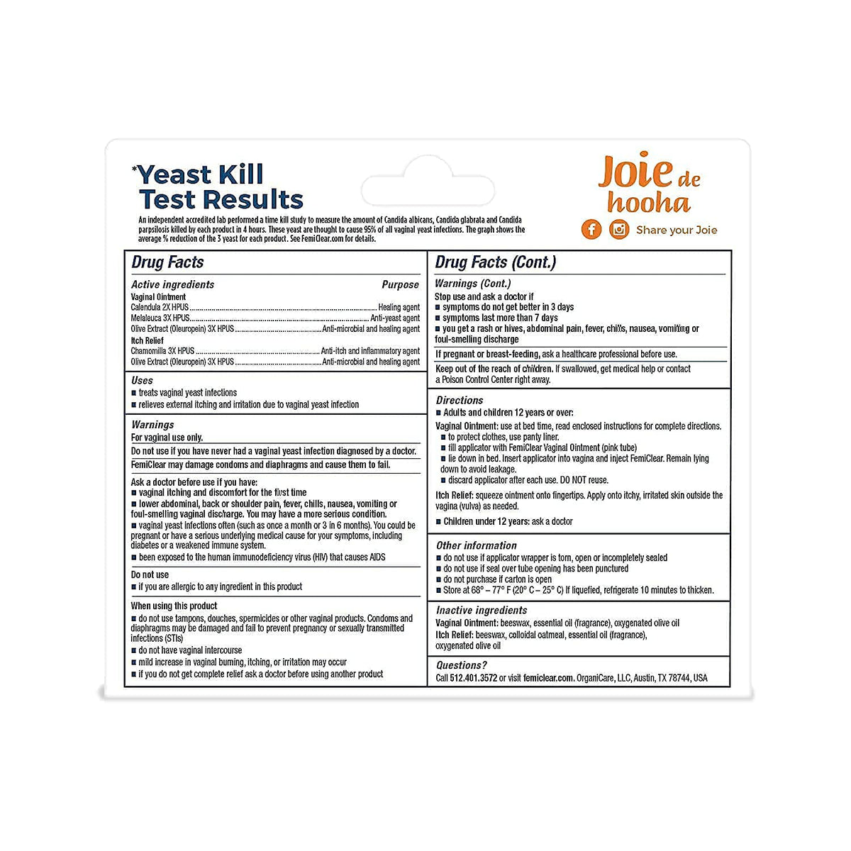 FemiClear 1-Day Yeast Infection Treatment & Vaginal Itch Relief Ointment - Fast Relief Bundle (Pack of 2)