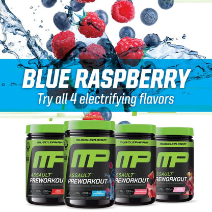 MusclePharm Assault Pre Workout Powder for Men & Women – Energy & Strength Boost Pre-Workout Supplements with Beta Alanine, Caffeine, Creatine & Betaine Anhydrous – 30 Servings, Fruit Punch Flavor