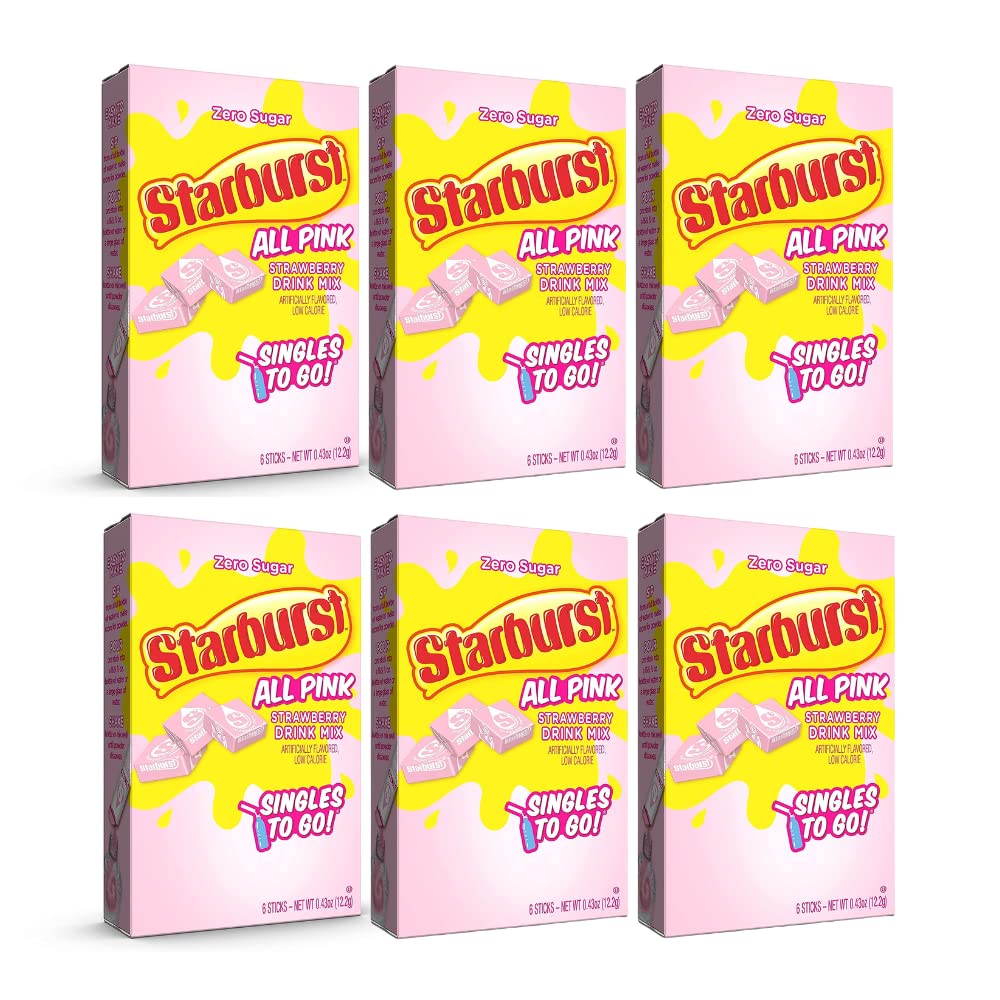 Starburst Cherry Singles To Go Sugar Free Drink Mix Packets - Pack of 6