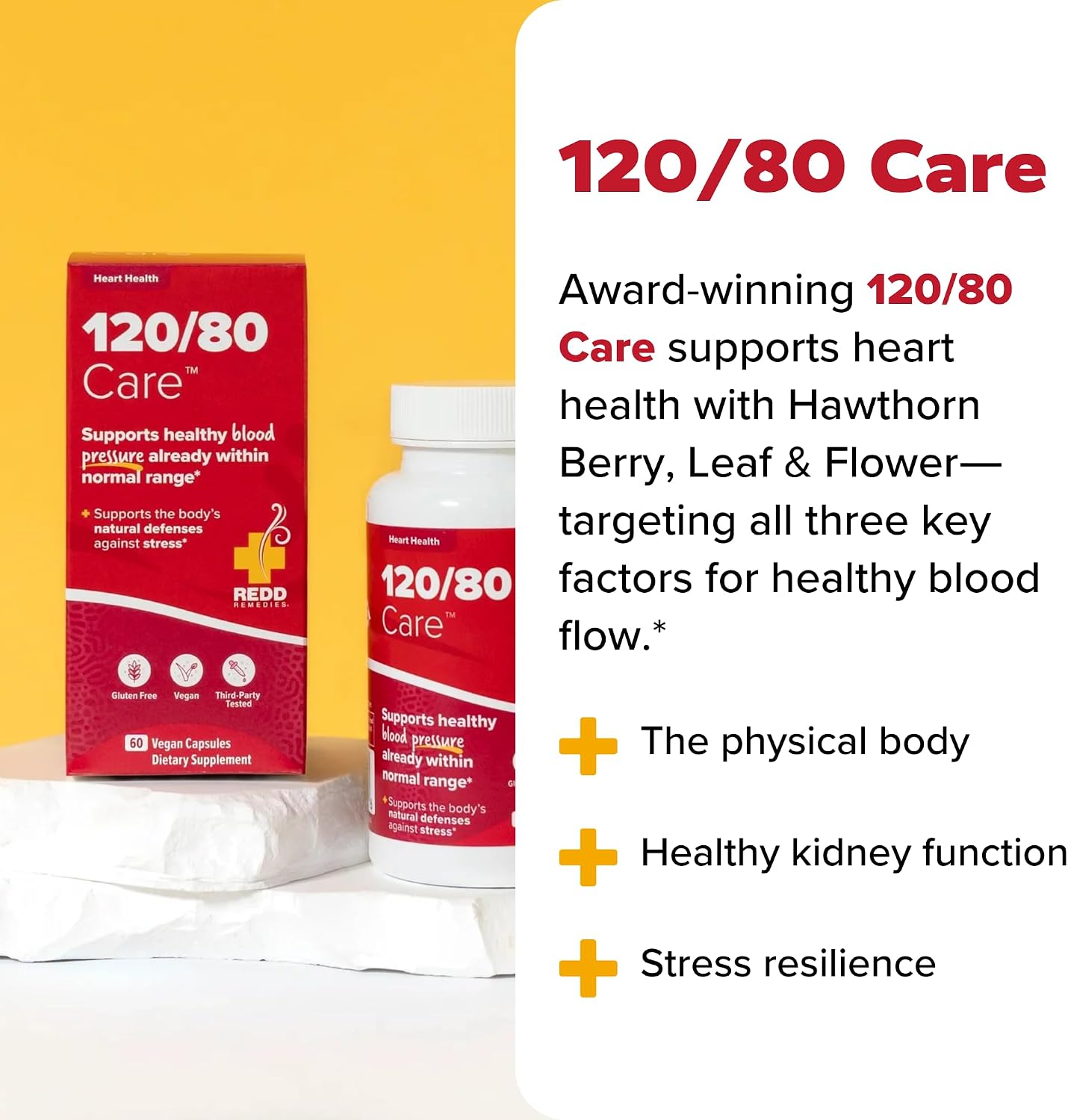 Redd Remedies, 120/80 Care, Heart Health and Natural Blood Pressure Support, 60 Vegan Capsules