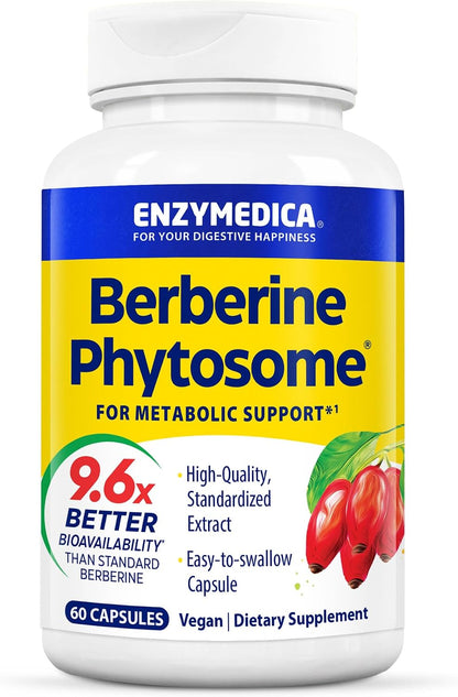 Enzymedica Berberine Phytosome High Bioavailability Formula, 60 Caps | Enhanced Absorption for Superior Berberine Delivery