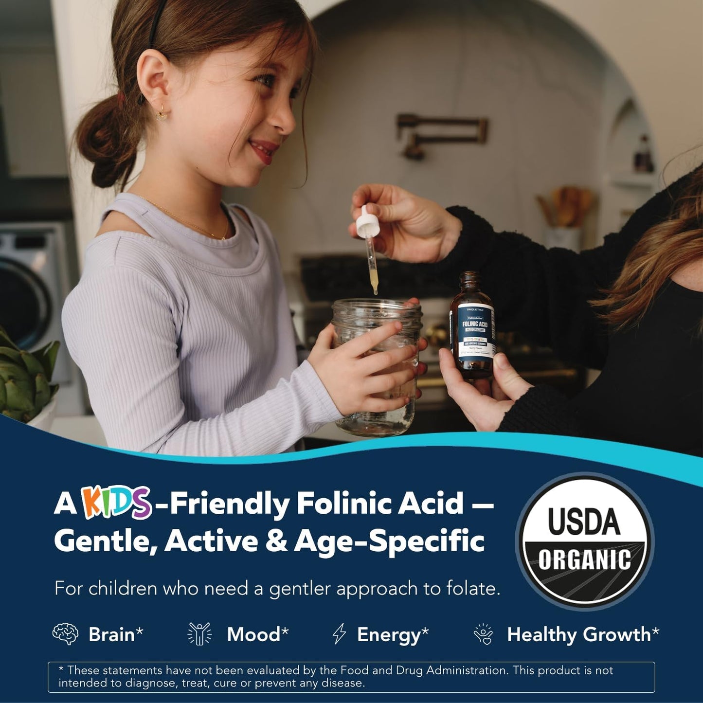 Organic FolinicActive Kids - Folinic Acid + B12, B6 & B2 Cofactors - Gentle Methylation Support for Mood, Energy & Cognition, Age Adjustable Dosing for Kids 1-18, Non GMO, Vegan, Berry Flavor (60mL)