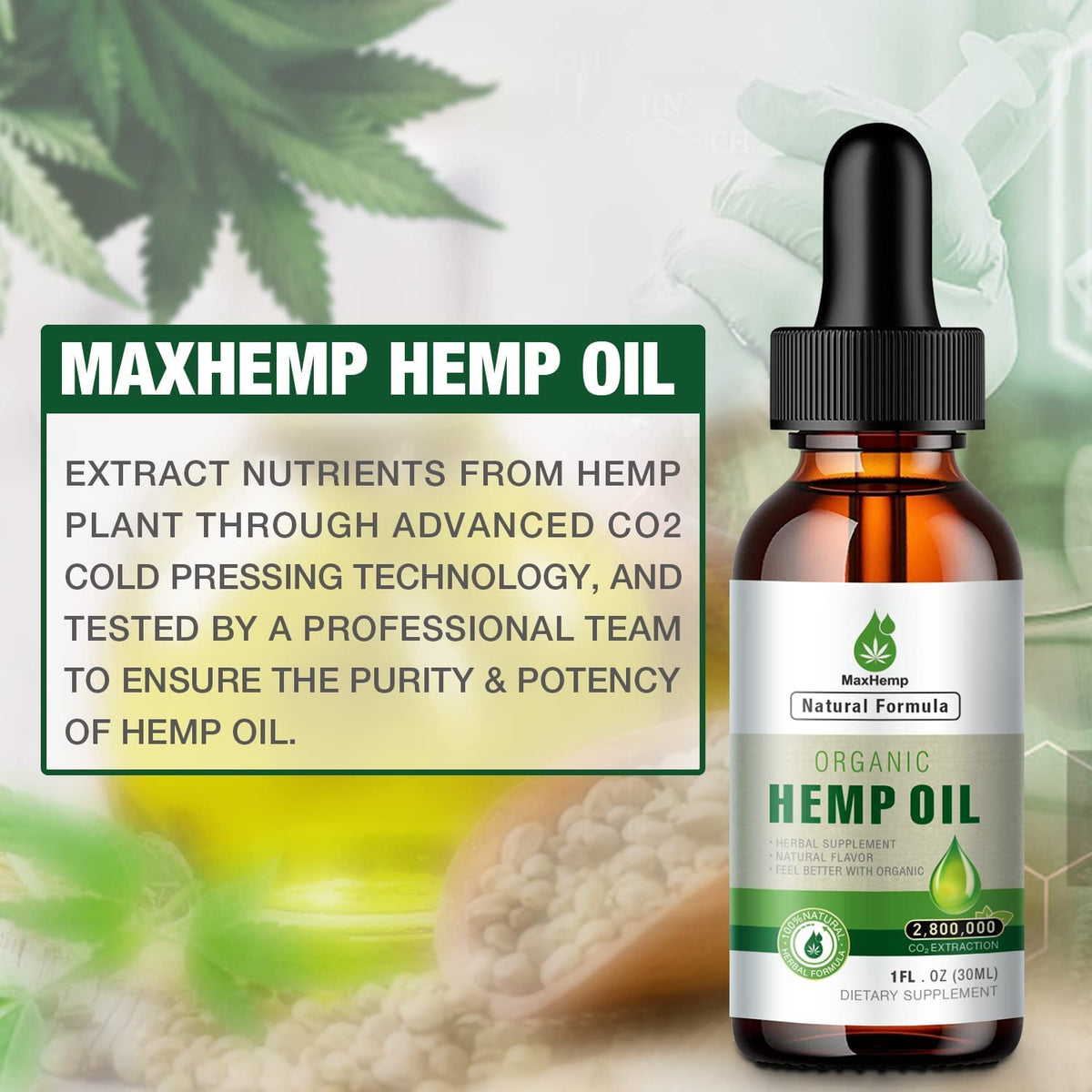 (2 Pack) Hemp Oil Organic Premium - 2,800,000 Maximum Strength - 100% Natural Hemp