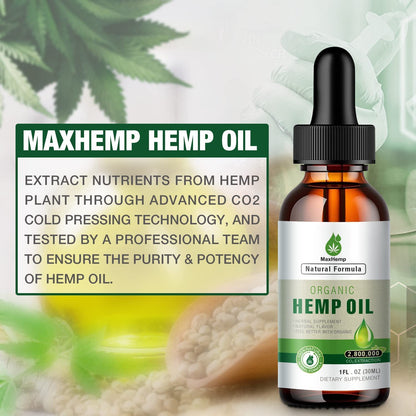 (2 Pack) Hemp Oil Organic Premium - 2,800,000 Maximum Strength - 100% Natural Hemp
