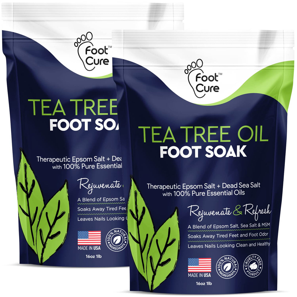 Tea Tree Oil Foot Soak with Epsom Salt - Best Toenail Fungus Treatment, Athletes 