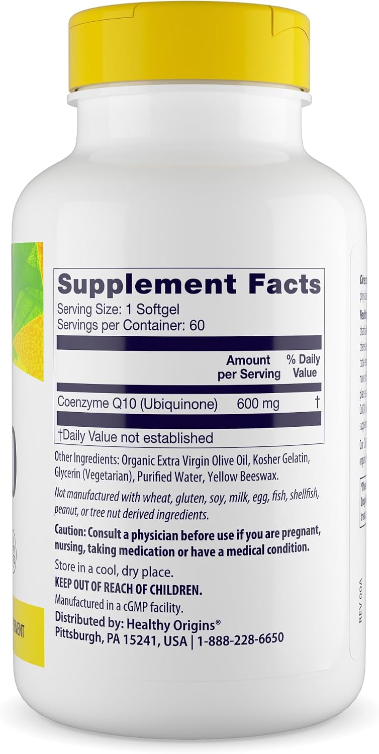 Healthy Origins CoQ10 600 mg, Kaneka Q10, 60 Softgels