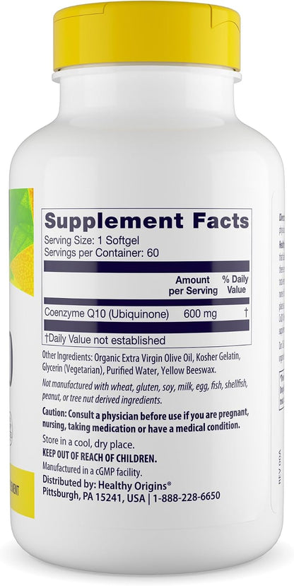 Healthy Origins CoQ10 600 mg, Kaneka Q10, 60 Softgels