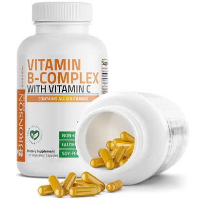 Bronson Vitamin B Complex with Vitamin C - Immune Health, Energy Support & Nervous System Support - Non-GMO, 250 Vegetarian Capsules